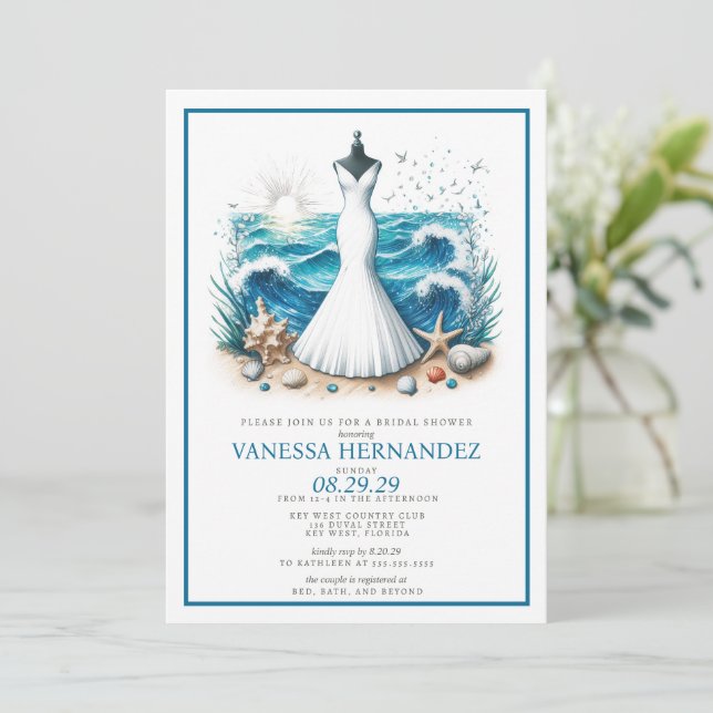 Beach Bride Bridal Shower Invitation (Standing Front)