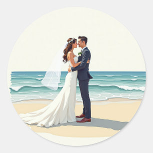 Beach Bride & Groom Kissing Sticker