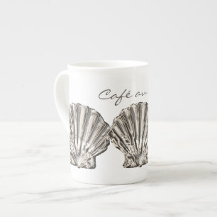 Beach brown white "Café au lait" shell Bone China Mug