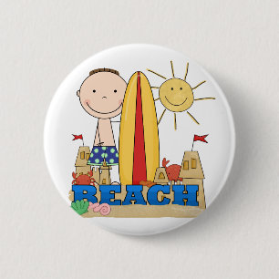 BEACH Brunette Boy Tshirts and Gifts 2 Inch Round Button