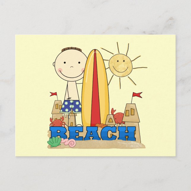 BEACH Brunette Boy Tshirts and Gifts Postcard (Front)