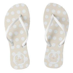 Beach Bubble, Crab by the Sea, Creamy Blue Flip Flops