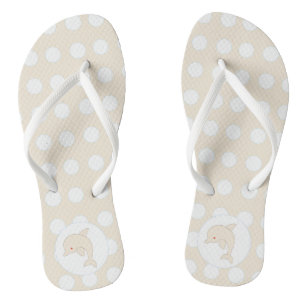Beach Bubble, Dolphin by the Sea, Creamy Blue Flip Flops