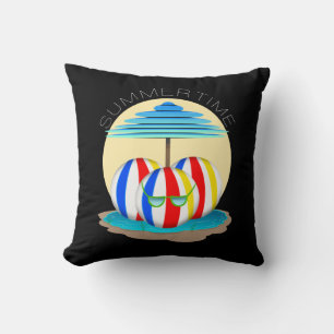 Beach Buddies Beat the Heat: Sun's Out, Fins Out! Throw Pillow