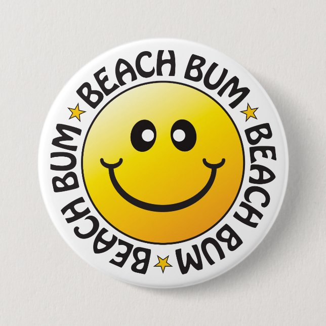 Beach Bum Badge 3 Inch Round Button (Front)
