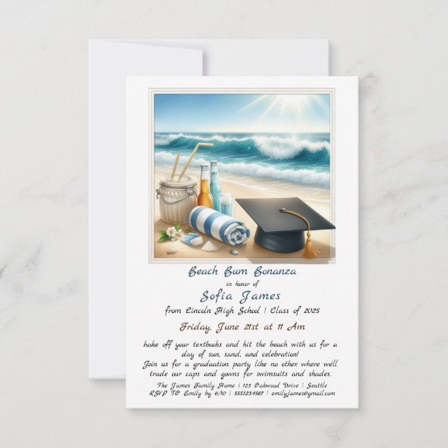Beach Bum Bonanza – Sun, Sand & Celebration! Invitation (Front)