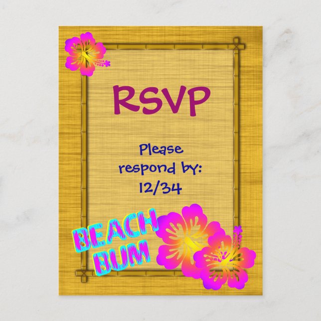 Beach Bum Custom RSVP Postcard (Front)