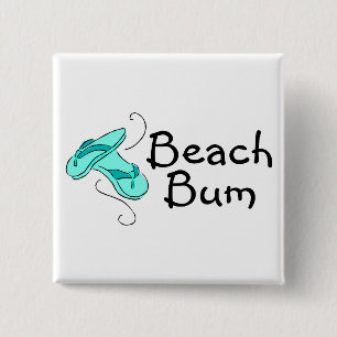 Beach Bum Flip Flops 2 Inch Square Button