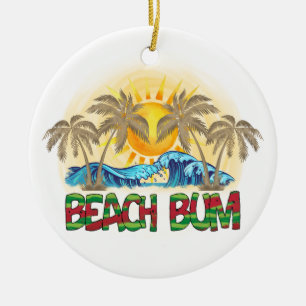 Beach Bum Ocean Waves Tropical Ceramic Ornament