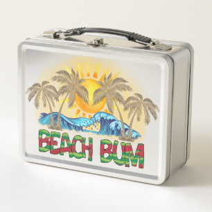 Beach Bum Ocean Waves Tropical Metal Lunch Box