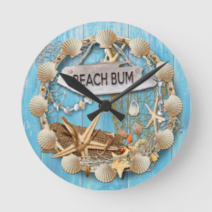 Beach Bum Round Clock