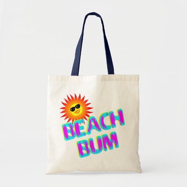 Beach Bum Saying with Sunshine Canvas Tote (Front)