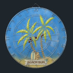 Beach Bum, Surfboards, Palm Trees and Sand Dartboard<br><div class="desc">Stay cool with this beach bum scene!  Sandy beaches,  a pair of surfboards,  palm trees and a starfish</div>