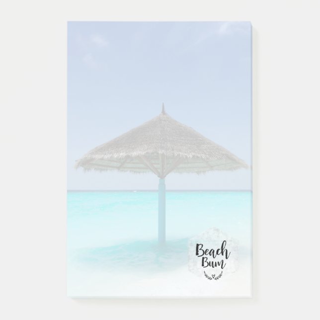 Beach Bum Typography - Umbrella on Tropical Beach Post-it Notes (Front)
