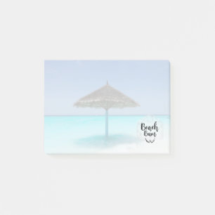 Beach Bum Typography - Umbrella on Tropical Beach Post-it Notes