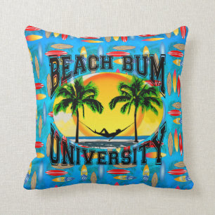 Beach Bum University Throw Pillow