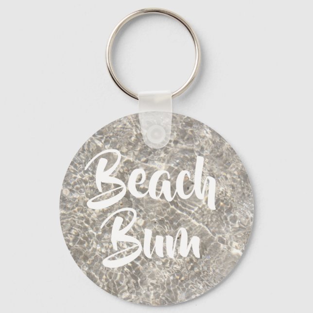 Beach bum water on beach sand cute keychain (Front)