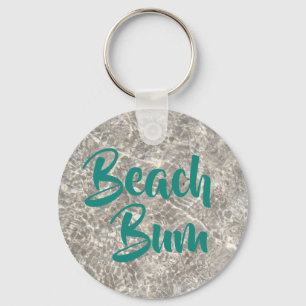 Beach bum water on beach sand keychain