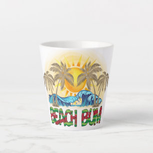 Beach Bum Watermelon, Ocean Waves & Tropical Sun Latte Mug