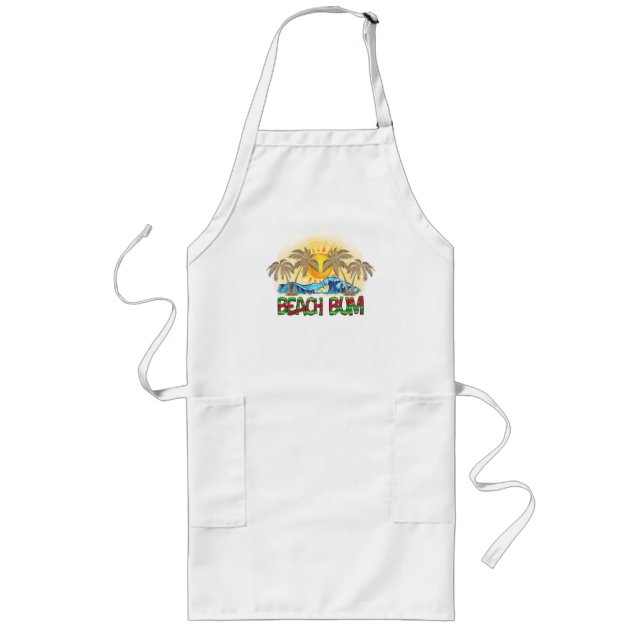 Beach Bum | Watermelon, Ocean Waves & Tropical Sun Long Apron (Front)