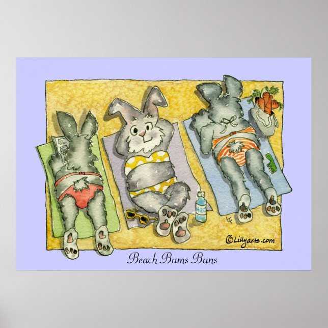 Beach Bums Buns Poster Print (Front)