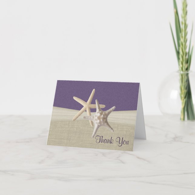 Beach Burlap and Starfish Thank You (Front)
