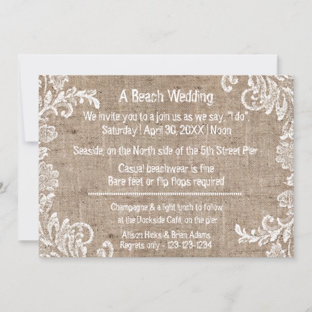 Beach Burlap & Lace - Wedding Invitation (Front)