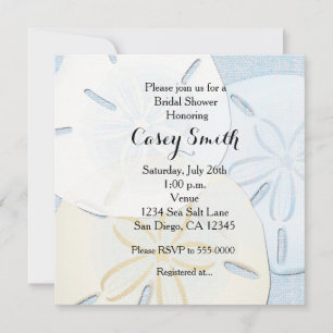 Beach Burlap Sand Dollar Bridal Shower Invitation