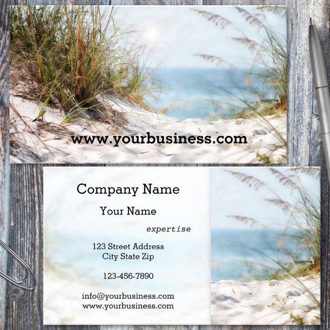 Beach Business Card (Business card template with a relaxing image of a beach and the ocean)
