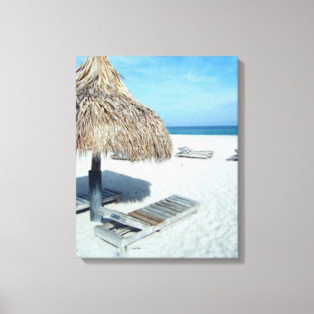 Beach Cabana Tropical Scenic Art Canvas Print (Front)