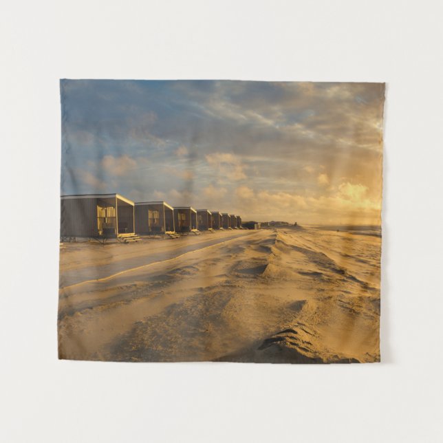 Beach cabins at sunset at the dutch coast tapestry (Front (Horizontal))