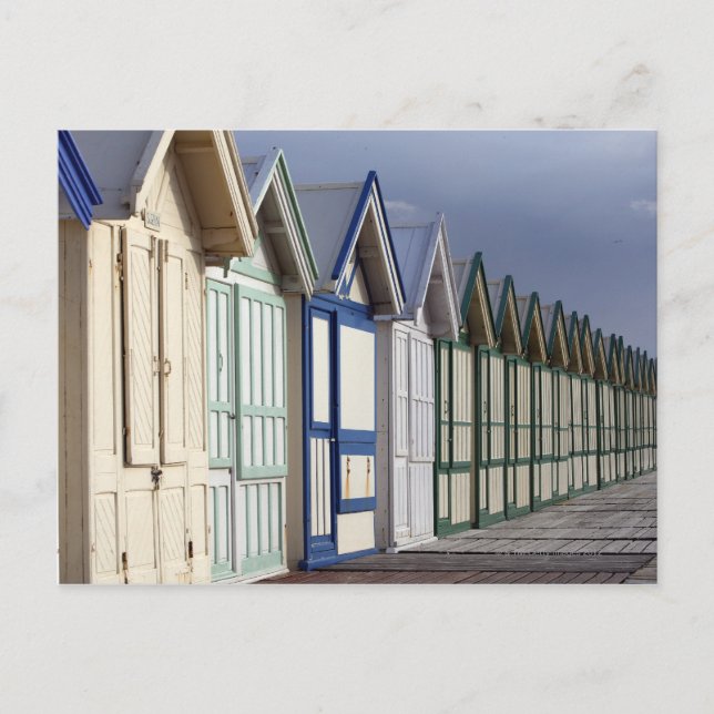 Beach cabins on a 2 km boardwalk postcard (Front)