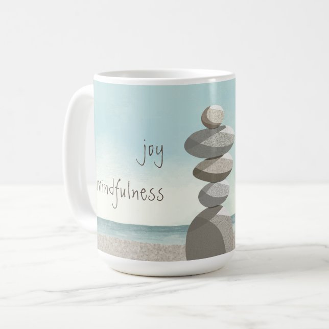Beach Cairn Stones Mindfulness Coffee Mug (Front Left)