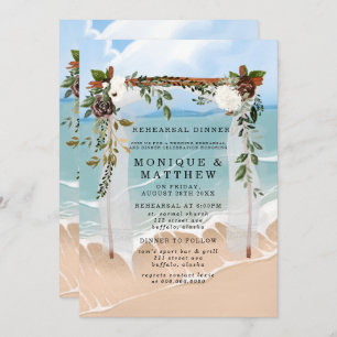 Beach Canopy Floral Tropical Rehearsal Dinner Invitation