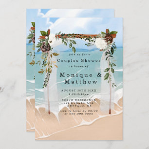 Beach Canopy Marsala Floral Couples Invitations de