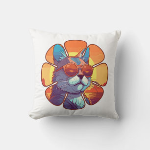 Beach Cat Throw Pillow