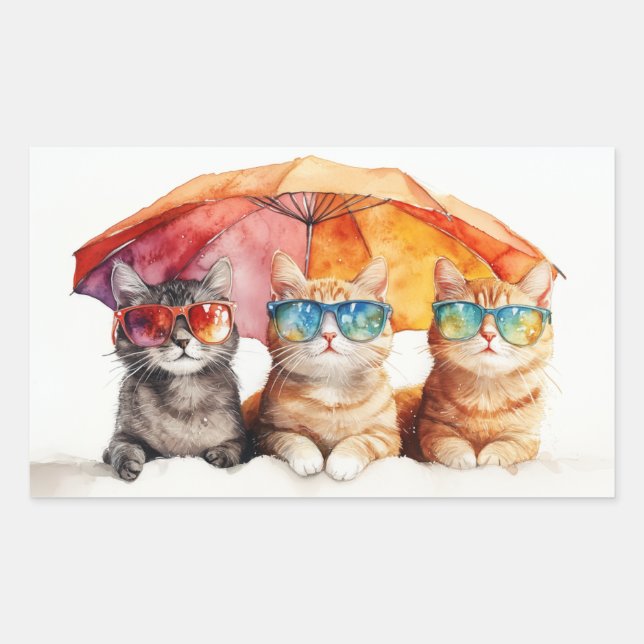 Beach Cats Umbrella Summer Kitties  Sticker (Front)