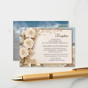 Beach Celebrations with White Flowers and Pearls Enclosure Card