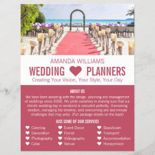 Beach Ceremony, Wedding Event Planner Advertising Flyer