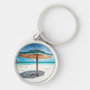 Beach Chair And Umbrella Silver Sands Beach Keychain