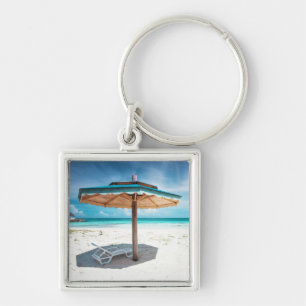 Beach Chair And Umbrella Silver Sands Beach Keychain