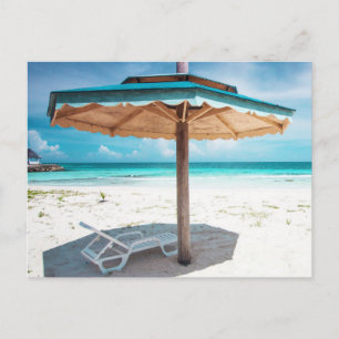 Beach Chair And Umbrella   Silver Sands Beach Postcard