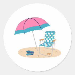 Beach Chair Classic Round Sticker