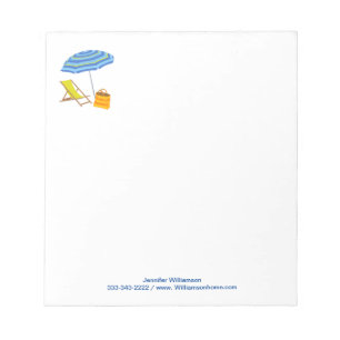 Beach Chair Umbrella Tropical Summer Stripe Ocean  Notepad