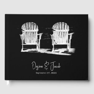Beach Chairs Adirondack Black And White Wedding Guest Book