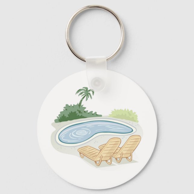 Beach Chairs by Pool Keychain (Front)