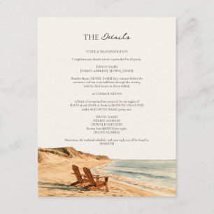 Beach Chairs Coastal Warm Sunset Wedding Details Enclosure Card