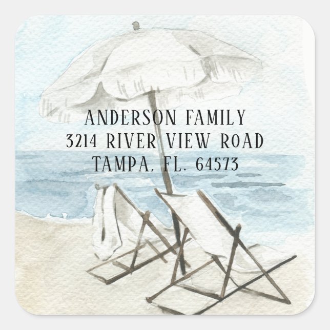 Beach Chairs New Address Label Sticker (Front)