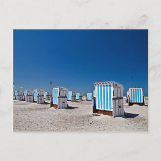 Beach chairs on shore of the Baltic Sea Postcard