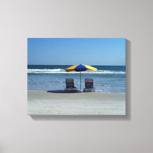 Beach Chairs on The Shoreline Canvas Print (Front)